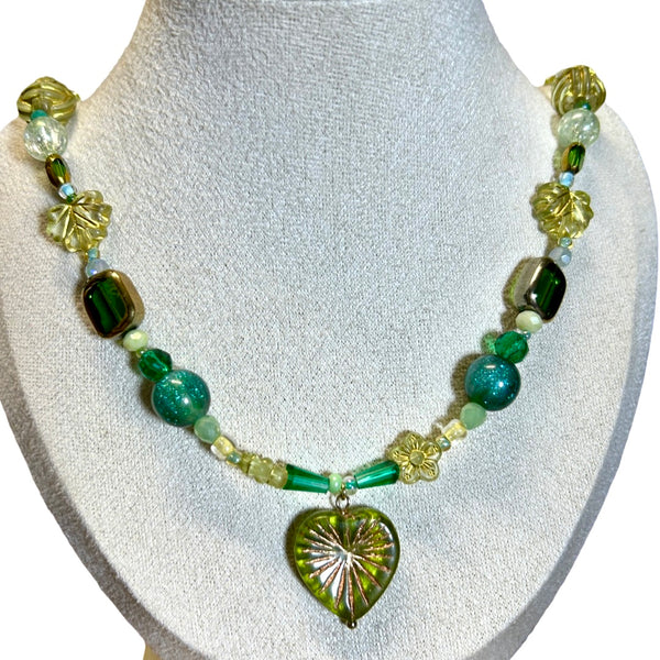 Handmade Olive Green Heart Necklace