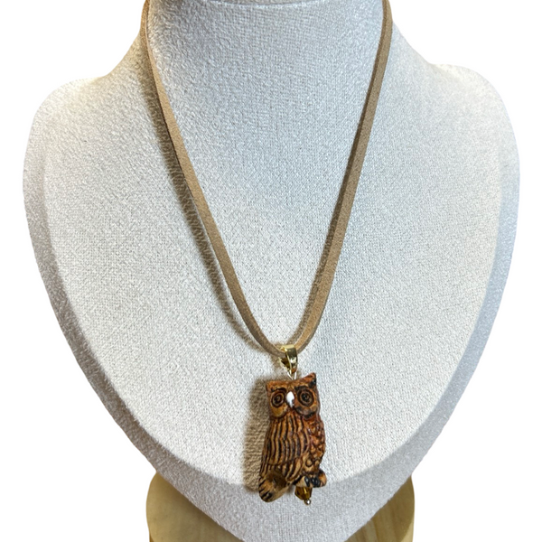 Handmade Wooden Owl Necklace