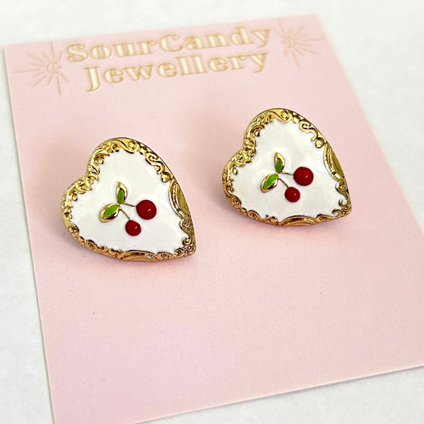 Cherry Lace Heart Earrings