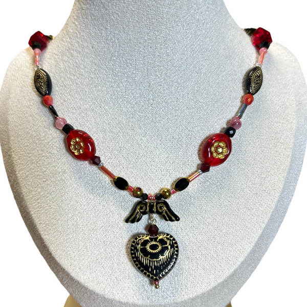 Handmade Bloody Angel Heart Necklace