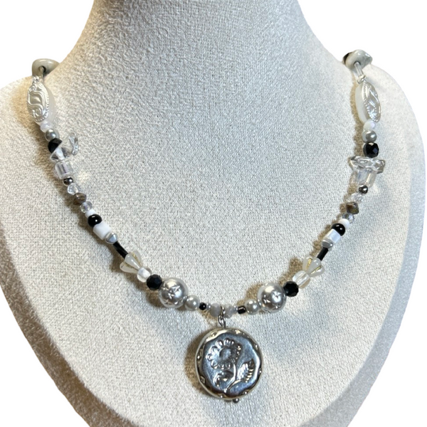 Handmade Sliver Stamp Charms Necklace