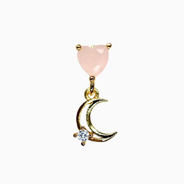 Crystal Heart Moon Drop Barbell Stud