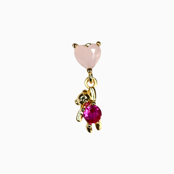 Bear with Heart Drop Barbell Stud