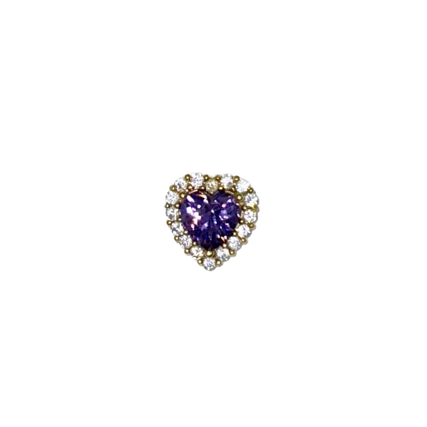 Purple Crystal Heart Cartilage Barbell Stud