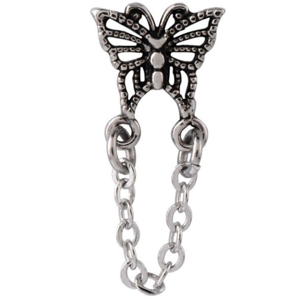 Vintage Butterfly Chain Drop Cartilage Barbell Stud