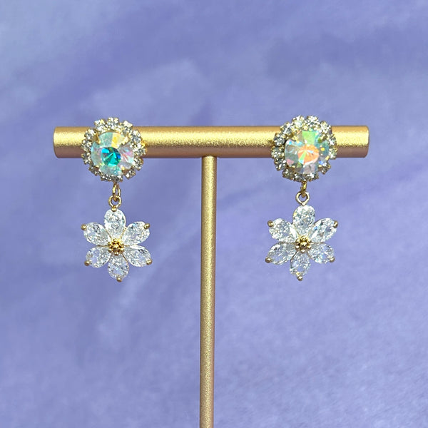 AB Crystal Flower Drop Earrings