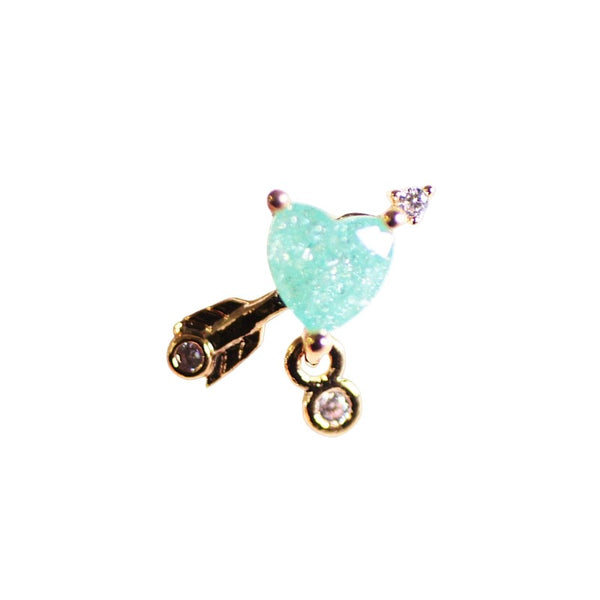 Arrow Mint Heart Barbell Stud