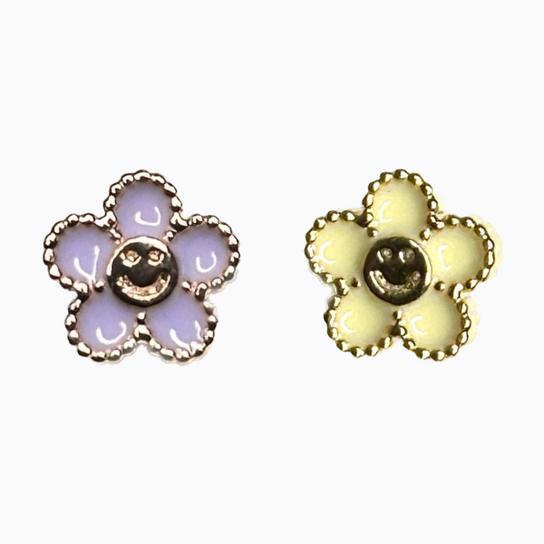 Smiley Face Flower Barbell Stud