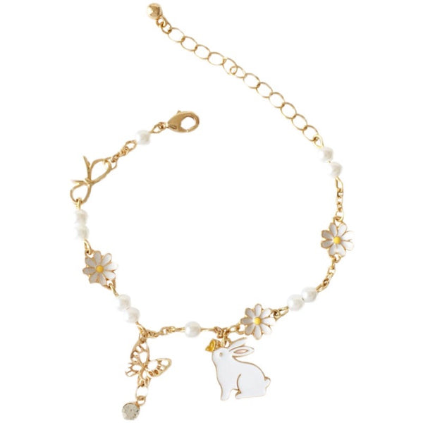 Daisy White Bunny Pearl Bracelet