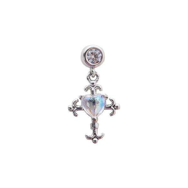 Heart Cross Drop Barbell Stud