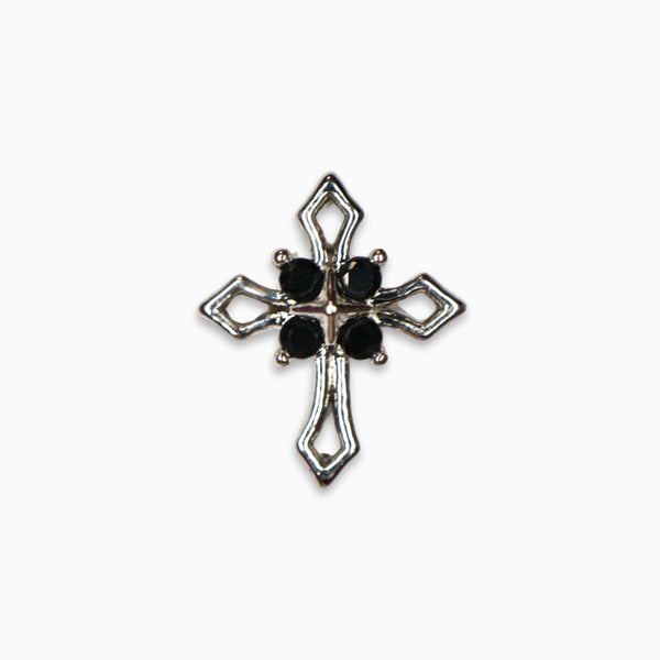 Black Crystal Cross Barbell Stud