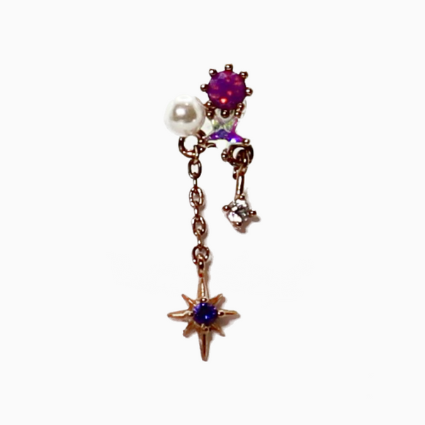 Purple Stone Star Night Drop Cartilage Barbell Stud