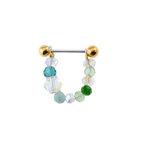 Green Beaded Barbell Stud