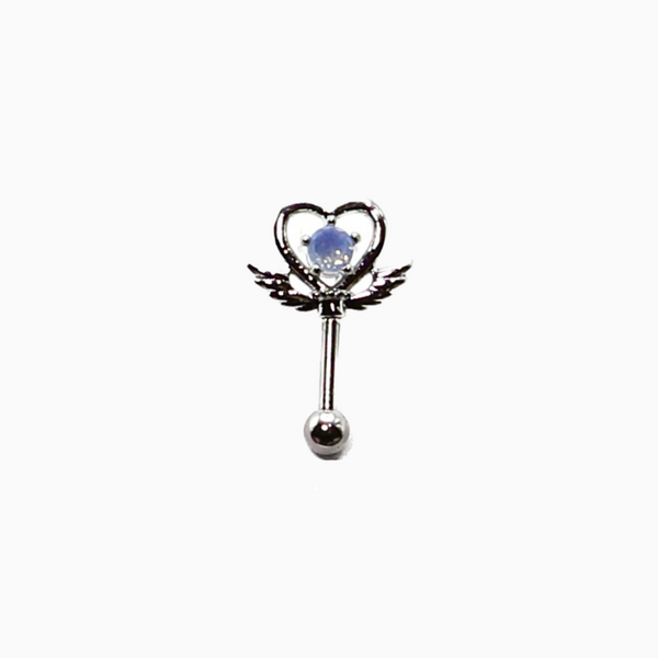 Angel Heart Crystal Magic Wand Barbell Stud