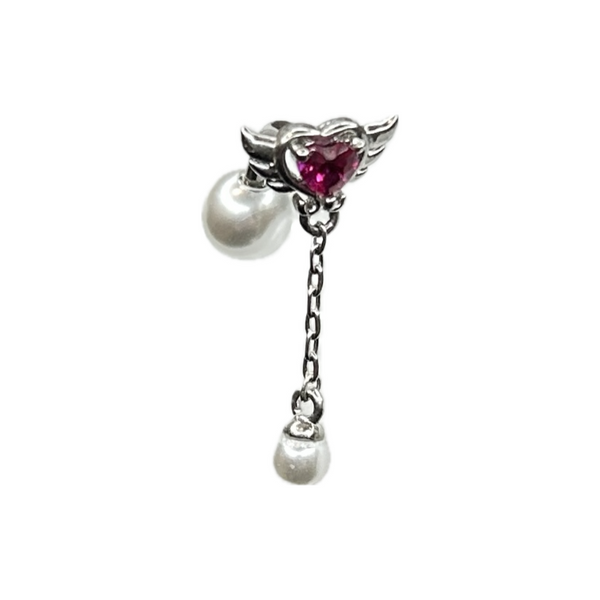 Angel Heart Pearl Drop Curved Barbell Stud