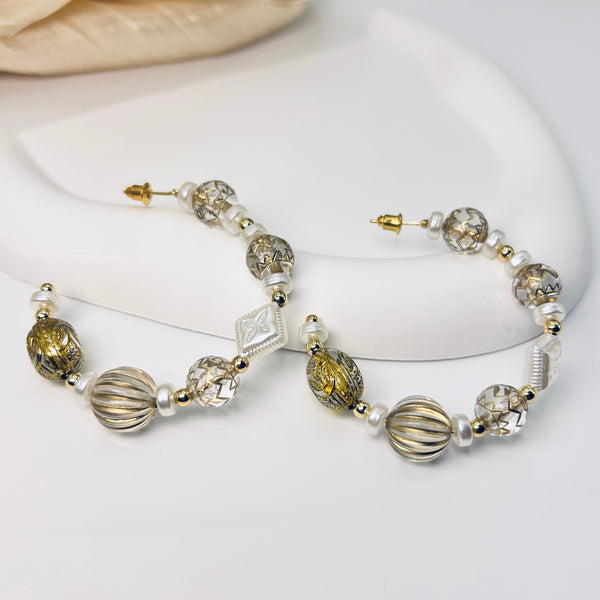 Golden Bauble Pearl Earrings