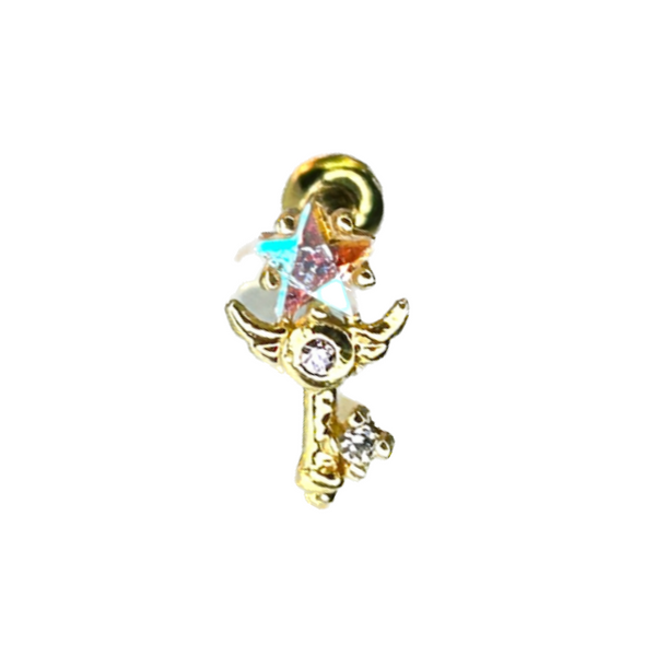 Rainbow Star Magic Wand Cartilage Barbell Stud