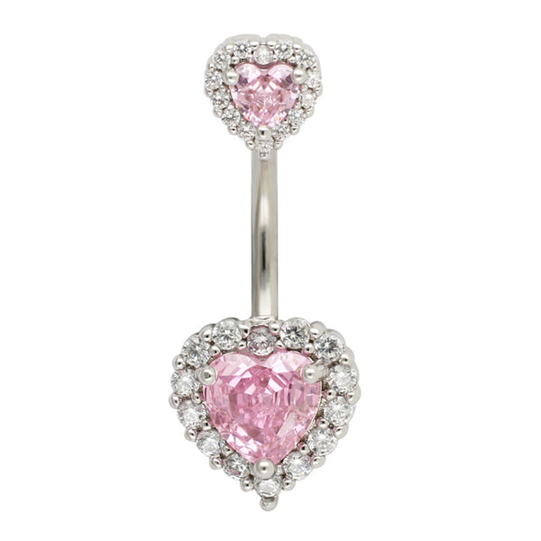Double Crystal Heart Navel Ring