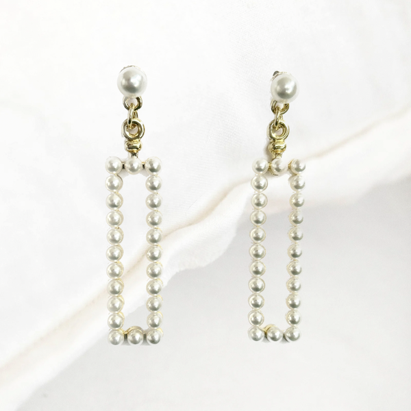 Rectangle - Pearl Drop Earrings