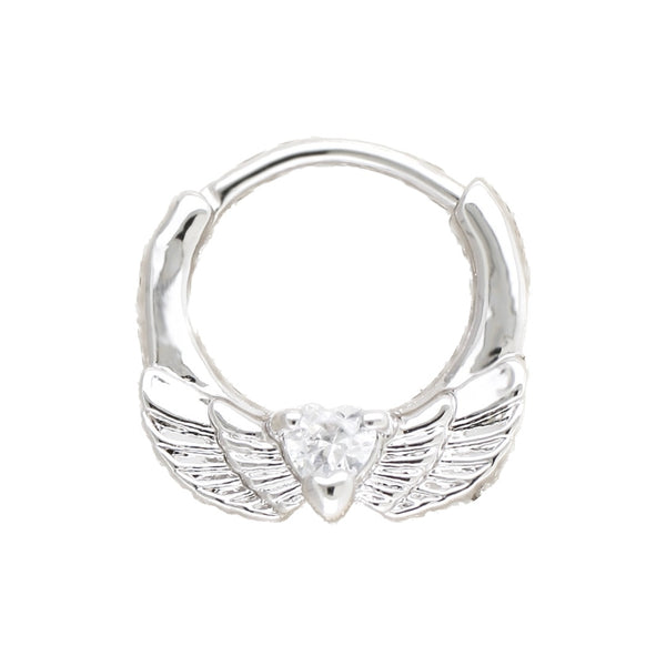 Angel Wings Crystal Heart Segment Ring