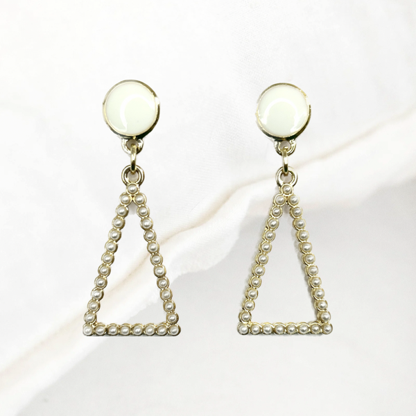 Triangle - Pearl Drop Earrings